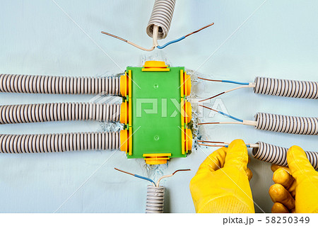 Electrical work, wiring installation services. 58250349