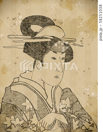 浮世絵 歌舞伎役者 女性 その1 Vintageのイラスト素材