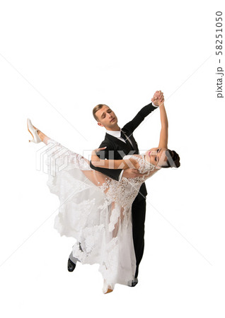 ballrom dance couple in a dance pose isolated on 58251050