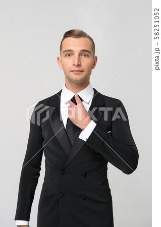 handsome businessman in fashionable suit in studio handsome businessman in fashionable suit in studio 58251052