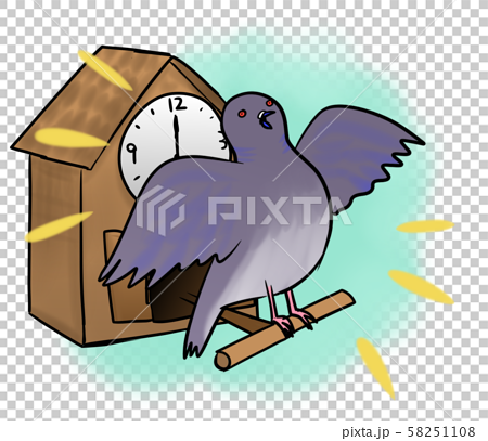 A pigeon that tells the time from a wall clock - Stock Illustration  [58251108] - PIXTA