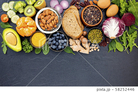 Ingredients for the healthy foods selection. The Ingredients for the healthy foods selection. The 58252446