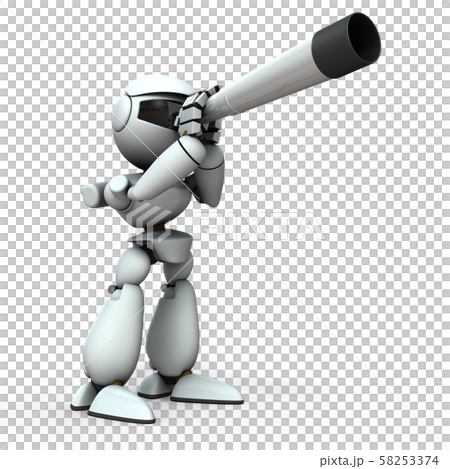 望遠鏡を覗くロボット 58253374