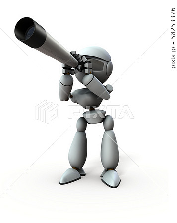 望遠鏡を覗くロボット 望遠鏡を覗くロボット 58253376