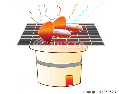 マツタケの炭火焼きのイラスト素材