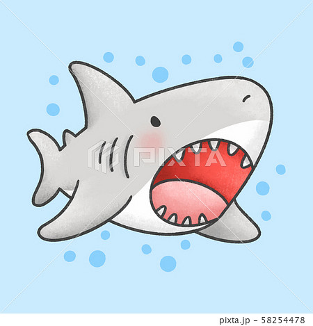 Cute Shark Cartoon Hand Drawn Styleのイラスト素材