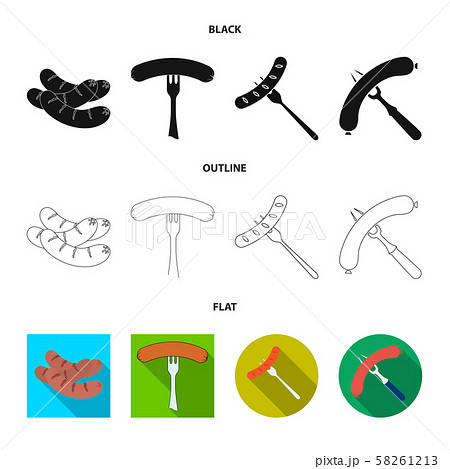 Isolated object of sausage and party sign. Collection of sausage and german stock vector 58261213
