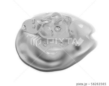 Squeezed cosmetic clear cream gel texture Iisolated on white background. Close up photo of 58263565