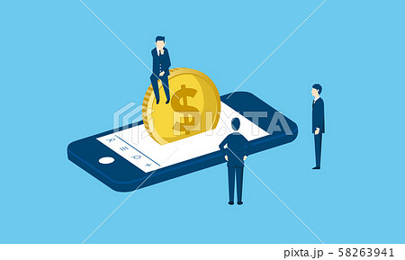 スマホとお金 デジタル払いのイラストイメージ ベクター素材のイラスト素材
