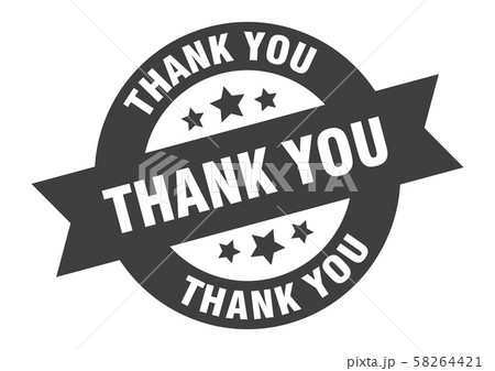 thank you sign. thank you black round ribbon thank you sign. thank you black round ribbon 58264421