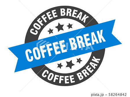 Coffee Break Sign Coffee Break Blue Black Roundのイラスト素材