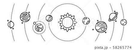 Planet line icons. Cosmos objects and solar system planets infographic elements. Vector astronomy Planet line icons. Cosmos objects and solar system planets infographic elements. Vector astronomy 58265774