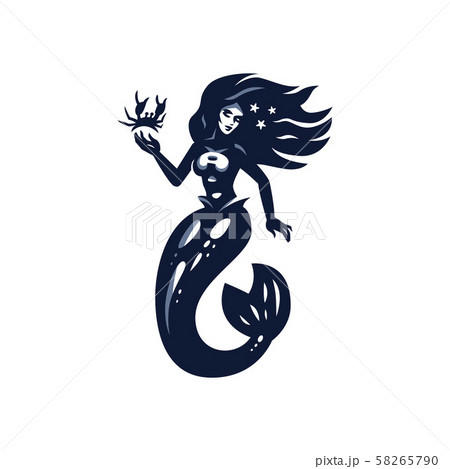 Mermaid with flying hair. 58265790