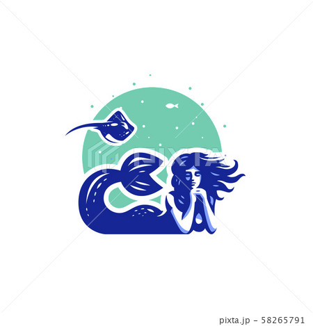 Mermaid with flying hair. 58265791