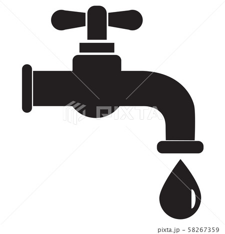 Dripping tap with drop icon on white background. flat style. Water tap icon for your web site design, logo, app, UI. tap symbol. Water Faucet with drop sign.  58267359
