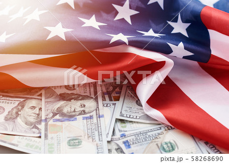 USA national flag and the currency usd money USA national flag and the currency usd money 58268690