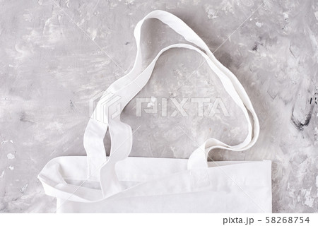 shopping bag with copy space on a gray background, 58268754