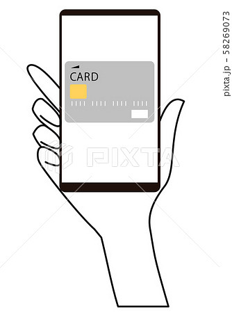 キャッシュカード　スマートフォンアプリ　携帯を持つ手　ベクターデータ 58269073