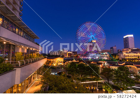 神奈川県 横浜みなとみらい デートスポット夜景の写真素材