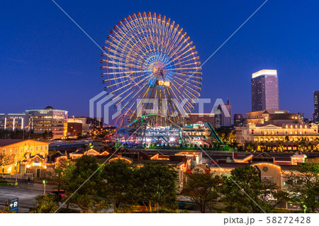 神奈川県 横浜みなとみらい デートスポット夜景の写真素材