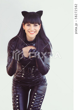 Costume of a beautiful young model wearing a cat 58272582