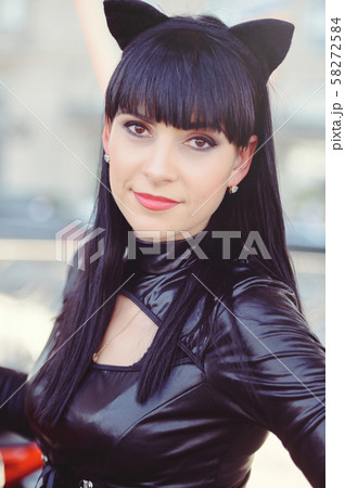 Costume of a beautiful young model wearing a cat 58272584