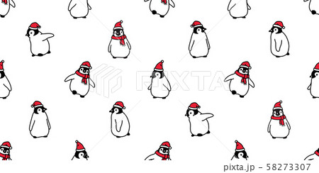 Penguin Seamless Pattern Christmas Vector Santa のイラスト素材