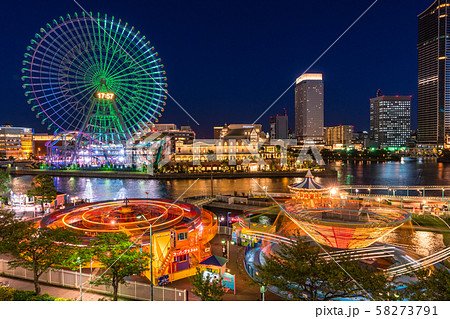 神奈川県 横浜みなとみらい デートスポット夜景の写真素材
