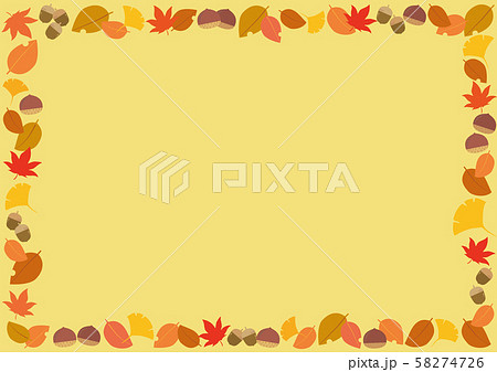 秋 フレーム 落ち葉 紅葉 のイラスト素材