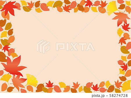 秋 フレーム 落ち葉 紅葉 のイラスト素材