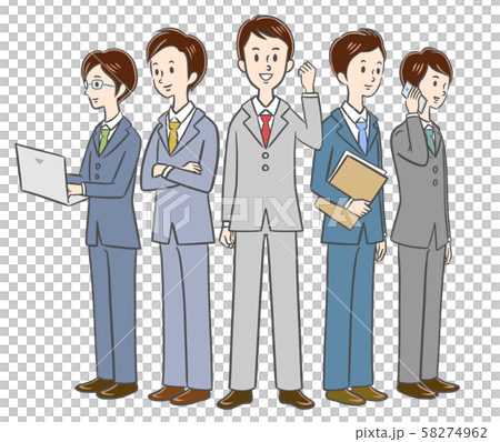 チームワーク ビジネスマン 人物 イラストのイラスト素材
