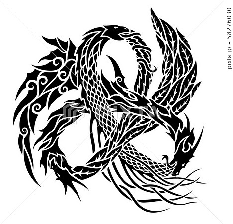 Tattoo With Trinity Dragons On White Background Stock Illustration