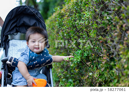 ベビーカーに乗る乳幼児 58277061