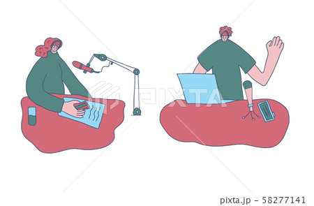 Podcast flat concept. Vector color card design. 58277141