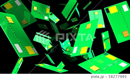 Green Credit cards on black background 58277995