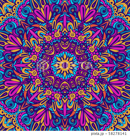 Festival art seamless pattern mandala. Ethnic geometric print. Colorful repeating background texture Festival art seamless pattern mandala. Ethnic geometric print. Colorful repeating background texture 58278141