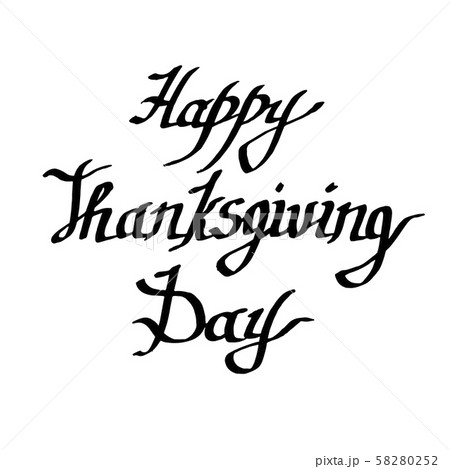 Vector Happy thanksgiving day handwriting monogram calligraphy. Black and white engraved ink art Vector Happy thanksgiving day handwriting monogram calligraphy. Black and white engraved ink art 58280252