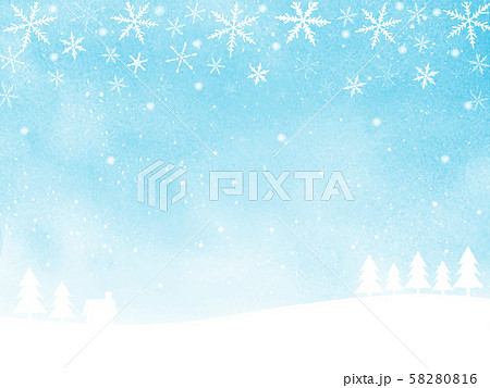 冬景色のカード 水彩背景 冬景色のカード 水彩背景 58280816