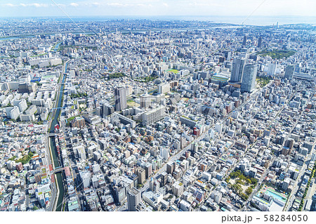 東京都 東京スカイツリーから見た街並みの写真素材