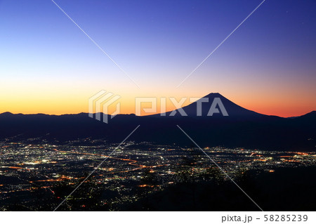 富士山　甘利山　甲府盆地　夜景 58285239