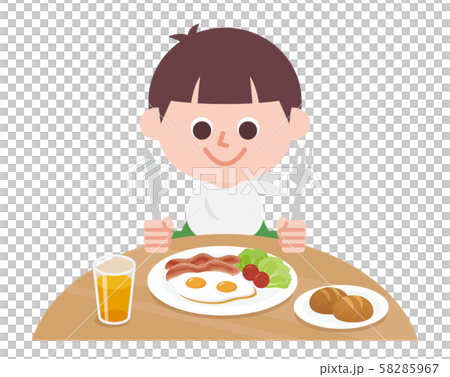 boy eating breakfast 58285967