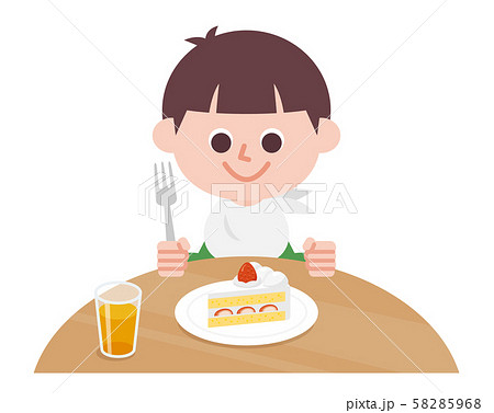 Boy eating shortcake 58285968