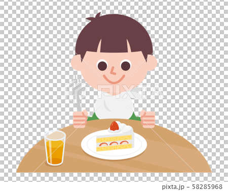 Boy eating shortcake 58285968