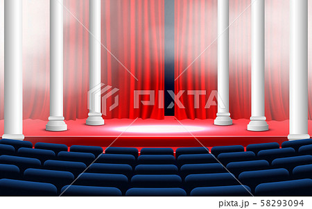 red curtain with smoke on the stage in the hall red curtain with smoke on the stage in the hall 58293094