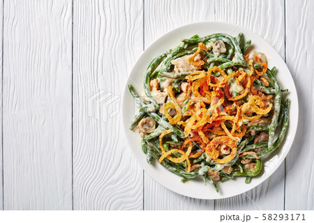 Green Bean Casserole on a white plate 58293171