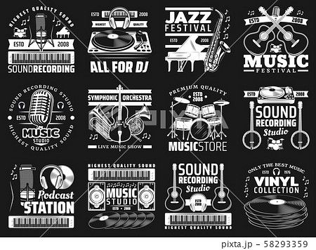 Musical instruments, microphone, vinyl records 58293359