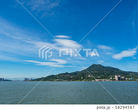 Riverside landscape in sunny 58294587