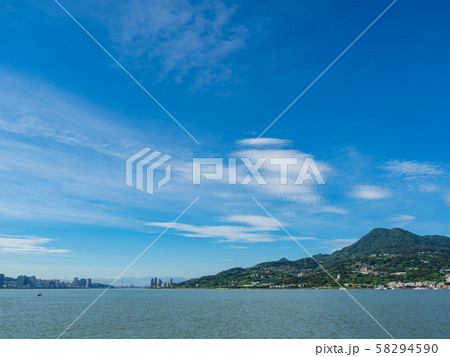 Riverside landscape in sunny 58294590