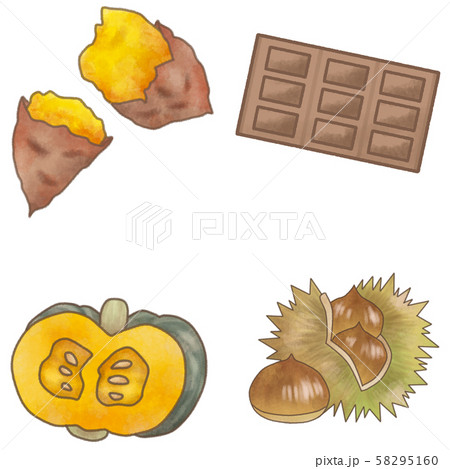 秋の味覚　チョコレート　イラスト素材　コピースペース 58295160