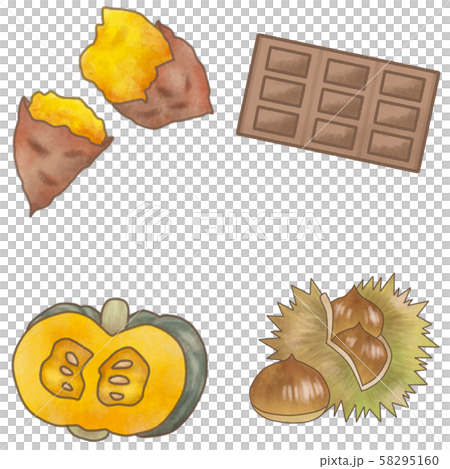 秋の味覚　チョコレート　イラスト素材　コピースペース 58295160